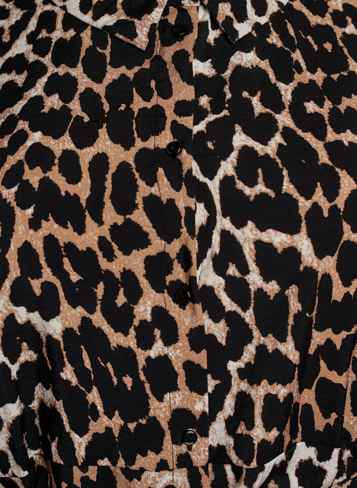 Patterned tunic with a tie-belt and 3/4 sleeves, Brown, Packshot image number 2