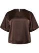 Satengbluse med rhinsteiner og albuelange ermer, Brun, Packshot image number 0