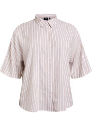 Stripete skjorte i lin og viskose, S.Taupe White Stripe