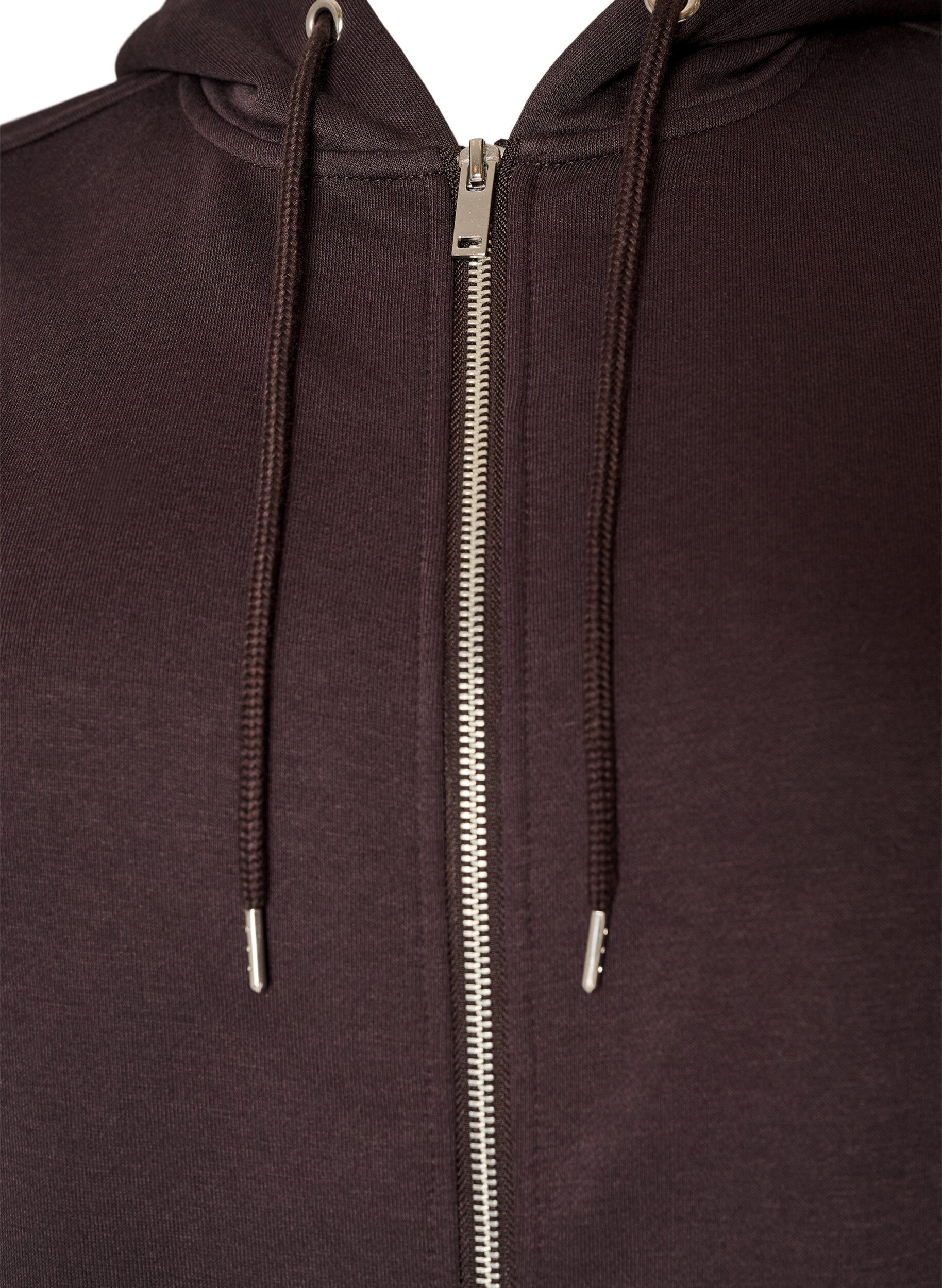 ZizziHettegenser med glidel&aring;s og lommer, Brun, Packshot image number 2