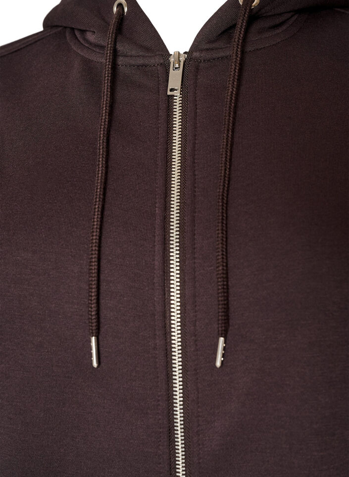 Hettegenser med glidel&aring;s og lommer, Brun, Packshot image number 2
