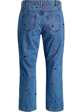 Zizzi Høy-midje Gemma jeans med broderte detaljer, Blå, Packshot image number 1