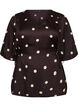 Polkadot viskosebluse med V-hals og knytelukking, Brun, Packshot image number 0