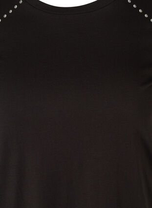 Kortermet T-skjorte i bomull med nagler, Black, Packshot image number 2