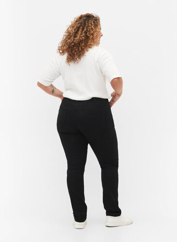 Slim fit Emily jeans med normal høyde i livet, Black, Model image number 1