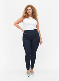 Stretchy jeggings i bomullsblanding, Dark blue, Model