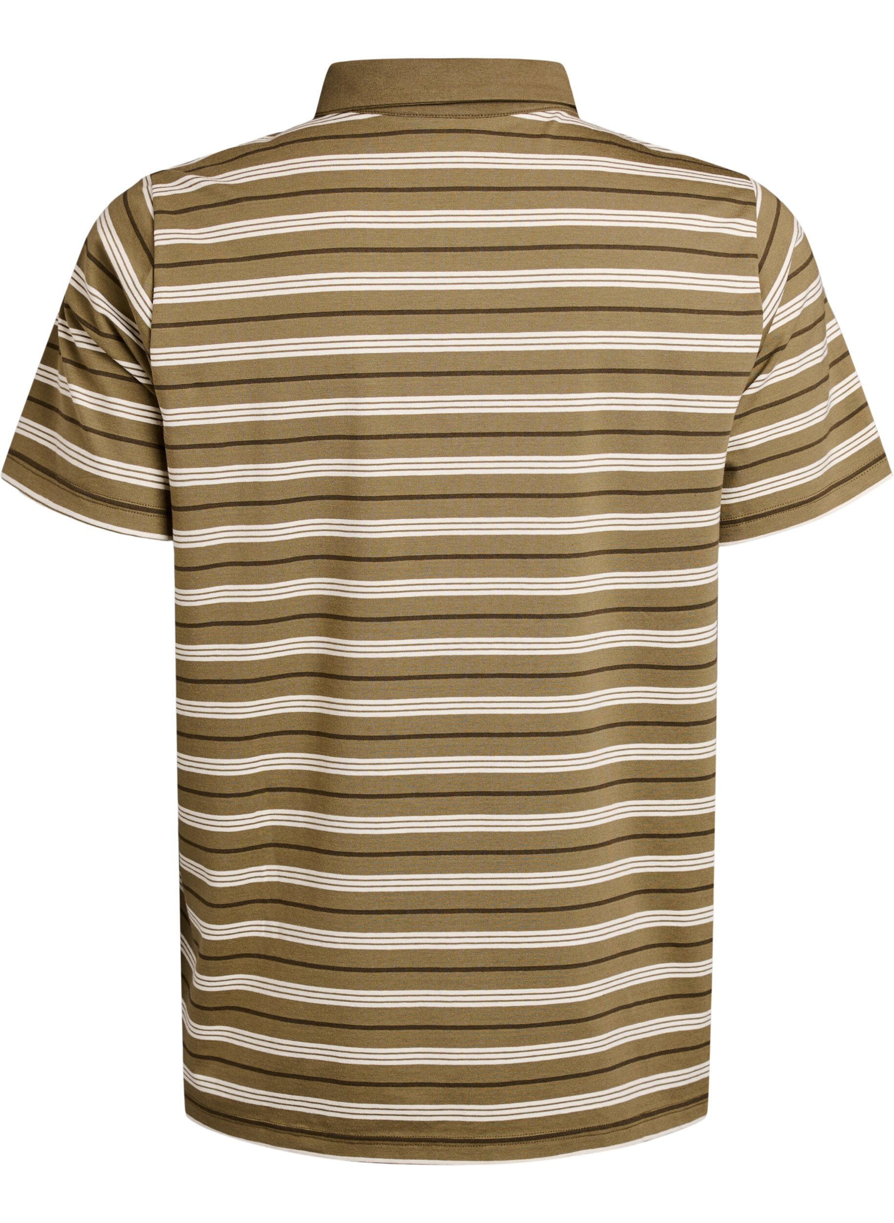 Zizzi Stripete poloskjorte med korte ermer, Gr&oslash;nn, Packshot image number 1