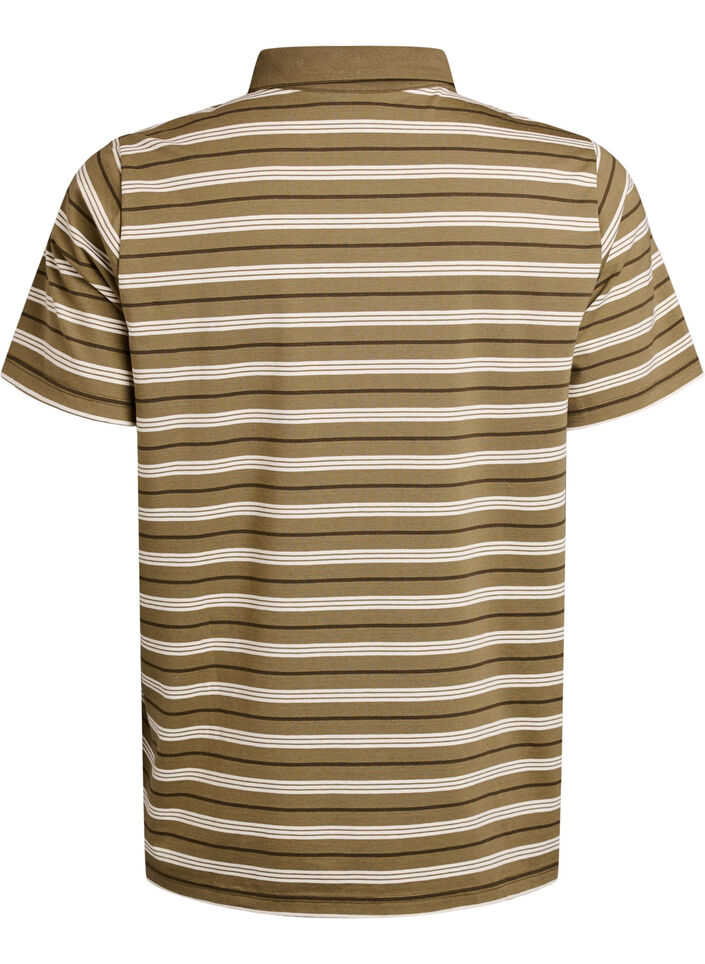 Stripete poloskjorte med korte ermer, Grønn, Packshot image number 1