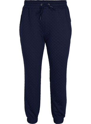 Mønstrete bukse med knyting og lommer, Navy Blazer, Packshot image number 0