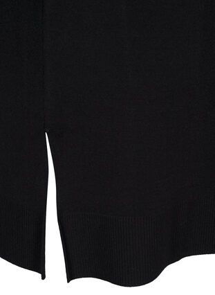 Zizzi Strikkekjole med rund hals og splitt, Svart, Packshot image number 3