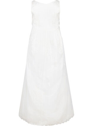 Ermeløs brudekjole med V-hals, Star White, Packshot image number 1
