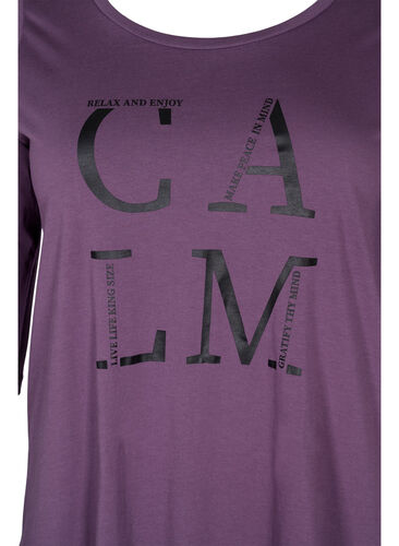T-skjorte i bomull med 3/4-ermer, Vintage Violet, Packshot image number 2