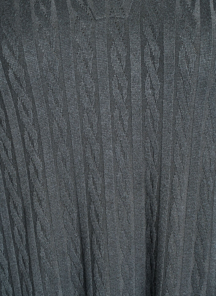 Kjole med flettestruktur og V-hals, Grønn, Packshot image number 2