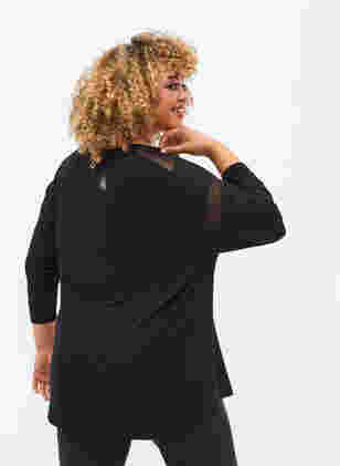 Langermet treningsgenser i viskose med mesh, Black, Model
