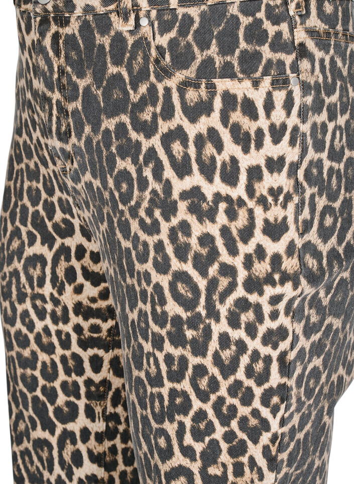Straight fit jeans med sebraprint, Brun, Packshot image number 2