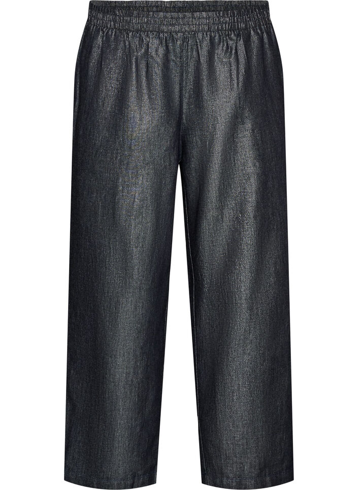 Jeans med rette ben og glittertr&aring;d, Gr&aring;, Packshot image number 0