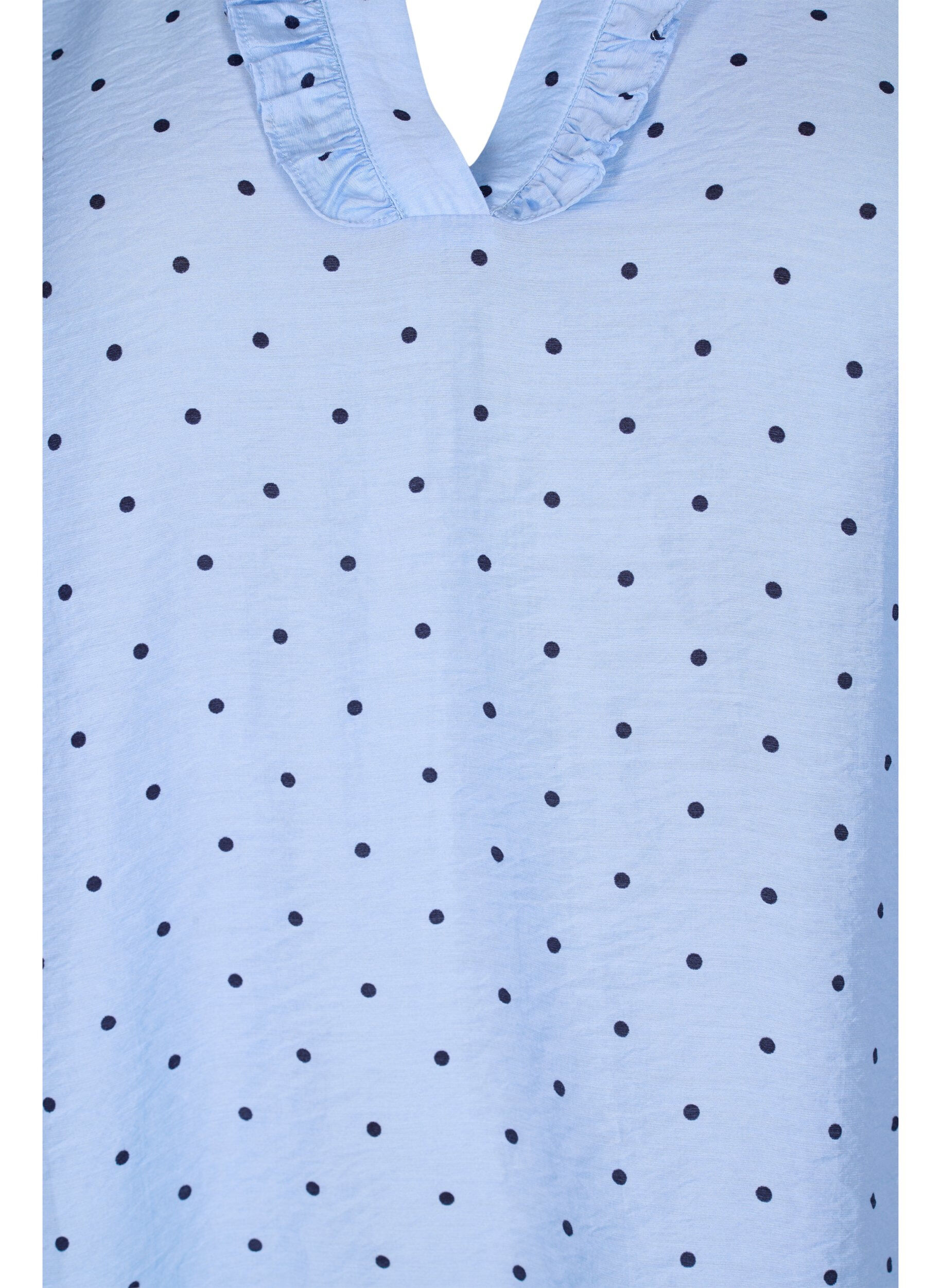 Zizzi Prikkete bluse med 3/4 ermer i viskosemateriale, Light Blue Dot, Packshot image number 2
