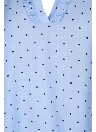Prikkete bluse med 3/4 ermer i viskosemateriale, Light Blue Dot, Packshot image number 2