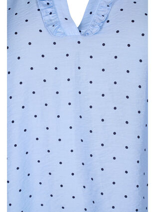 Zizzi Prikkete bluse med 3/4 ermer i viskosemateriale, Light Blue Dot, Packshot image number 2