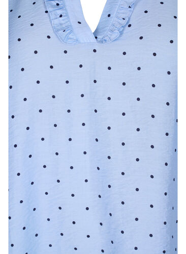 Prikkete bluse med 3/4 ermer i viskosemateriale, Light Blue Dot, Packshot image number 2