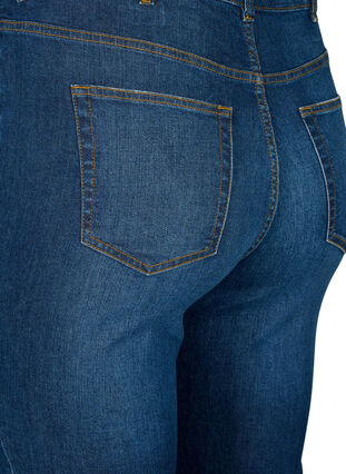 Zizzi Super slim Amy jeans med slitte detaljer og høyt liv, Dark blue, Packshot image number 4