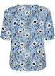 Bluse med blomstertrykk og korte ermer, Bl&aring;, Packshot image number 1