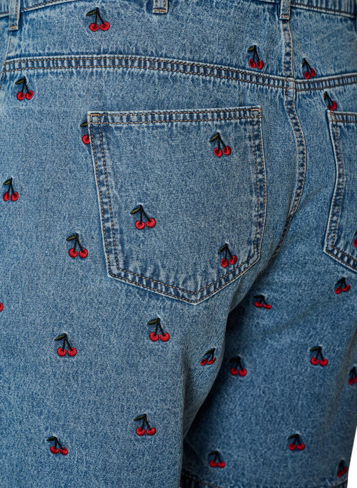 Broderte denimshorts, Bl&aring;, Packshot image number 3