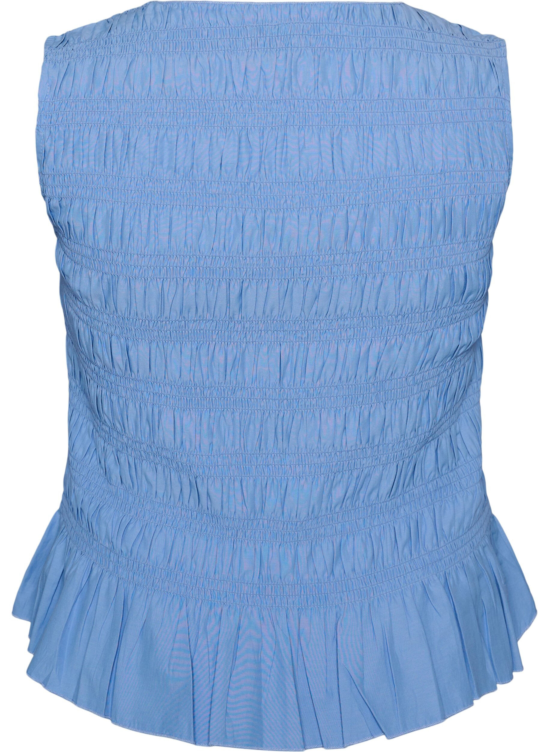 ZizziSmock-topp med b&aring;thals og peplum-fald, Bl&aring;, Packshot image number 1