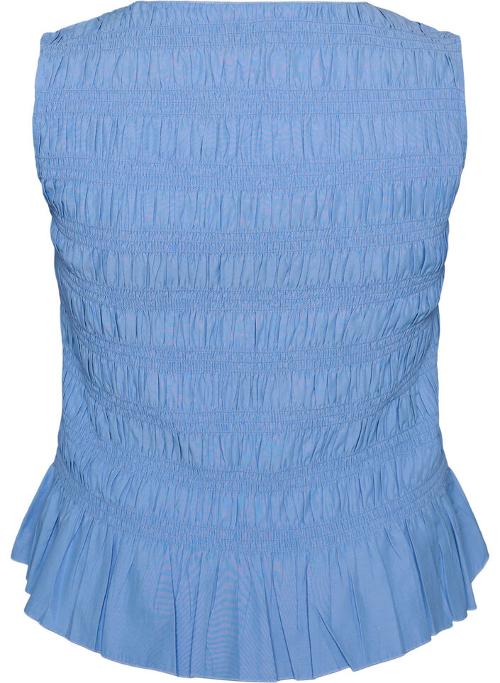 Smock-topp med b&aring;thals og peplum-fald, Bl&aring;, Packshot