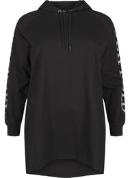 Oversize sweatshirt med print på ermene, Black w. Silver