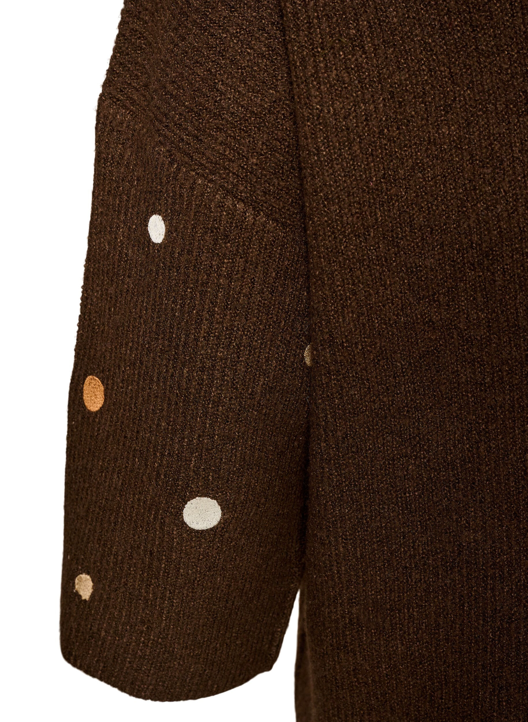 ZizziStrikkebluse med sm&aring; broderte motiver, Brun, Packshot image number 3