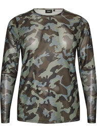 Mesh bluse med trykk, Gr&oslash;nn