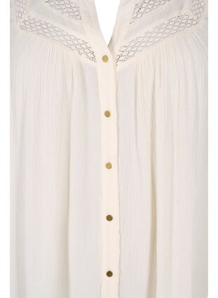 Ermeløs bluse i viskose med heklede detaljer, Bone White, Packshot image number 2