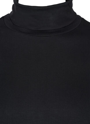 Langermet bomullsbluse med rullekrage, Solid Black, Packshot image number 2