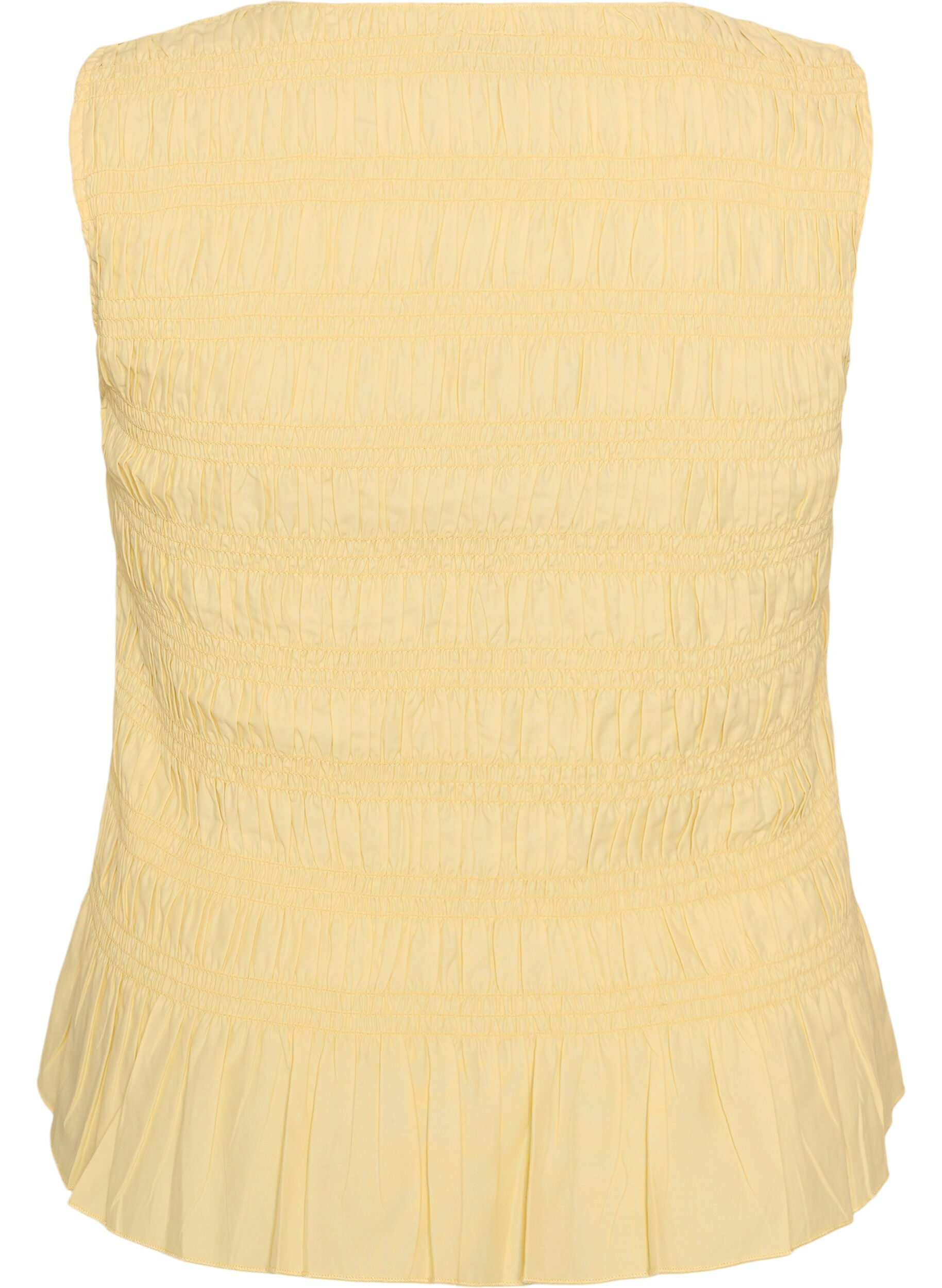 ZizziSmock-topp med b&aring;thals og peplum-fald, Gul, Packshot image number 1