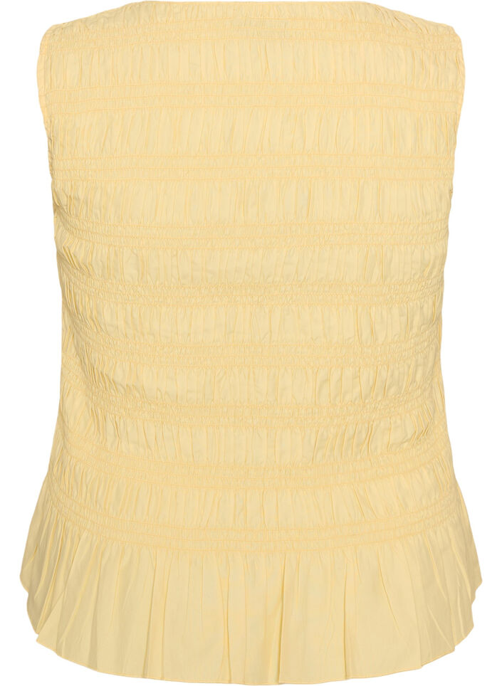 Smock-topp med b&aring;thals og peplum-fald, Gul, Packshot image number 1