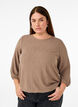 Bluse med tekstur og 3/4 ermer, Brun, Model image number 0