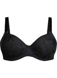 Polstret BH med blomsterbroderi, Black