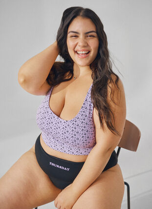 Zizzi 2-pack BH-topp i bomull med justerbare stropper, Purple Rose/Black, Image image number 0
