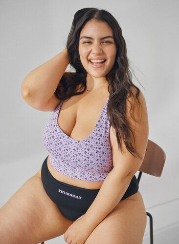Zizzi 2-pack BH-topp i bomull med justerbare stropper, Purple Rose/Black, Image image number 0