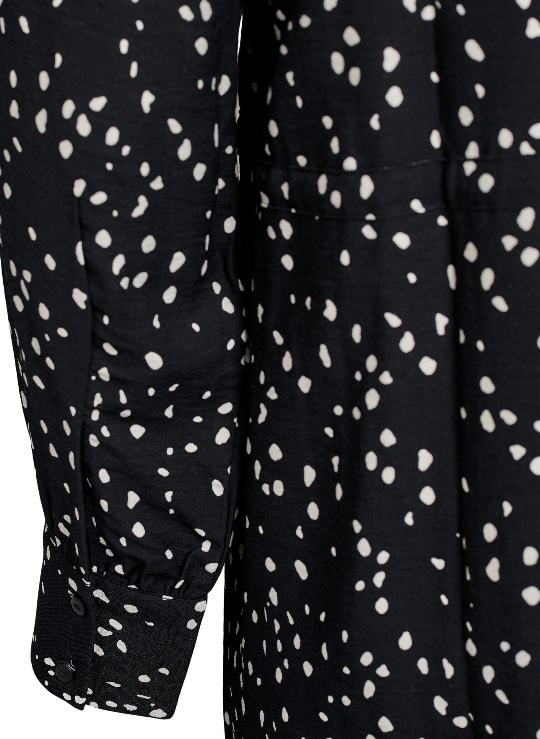 Zizzi Skjortekjole med knytebelte og trykk, Svart, Packshot image number 3