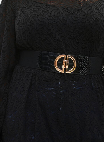 Elastisk midjebelte med gullfarget spenne, Black, Model image number 1