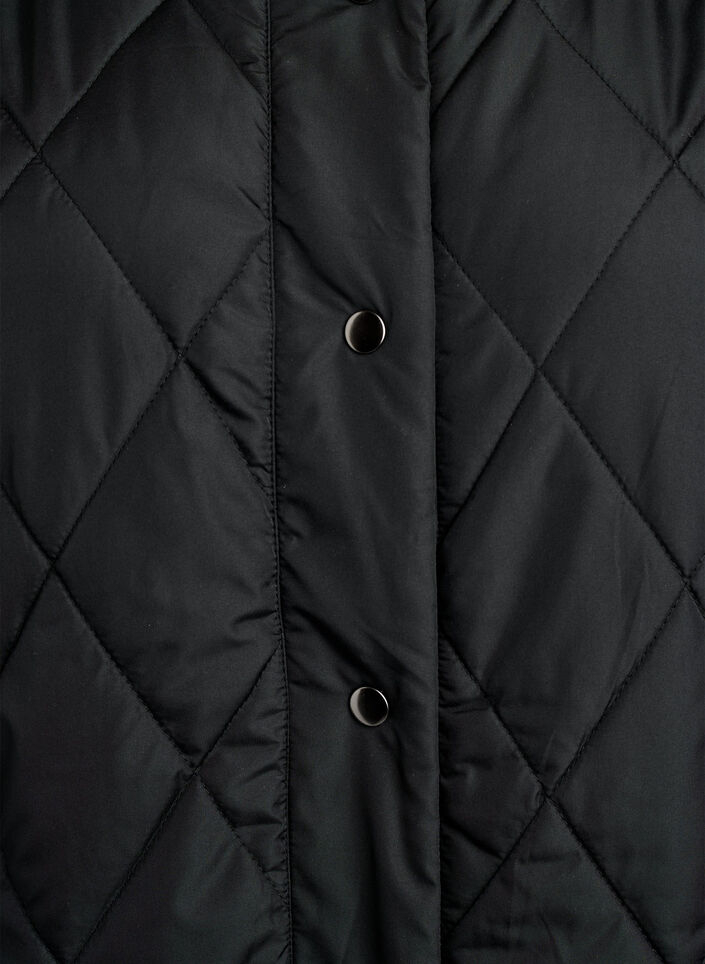 Langt vattert vest med trykknapper, Svart, Packshot image number 2