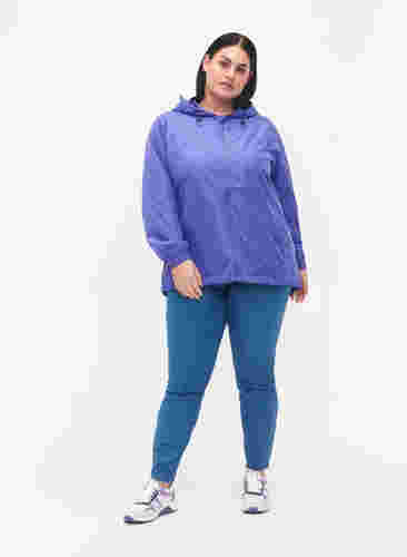Kort jakke med hette og justerbar bunn, Purple Opulence, Model image number 2