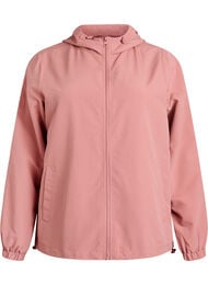 Lett jakke med hette og glidel&aring;s, Rosa