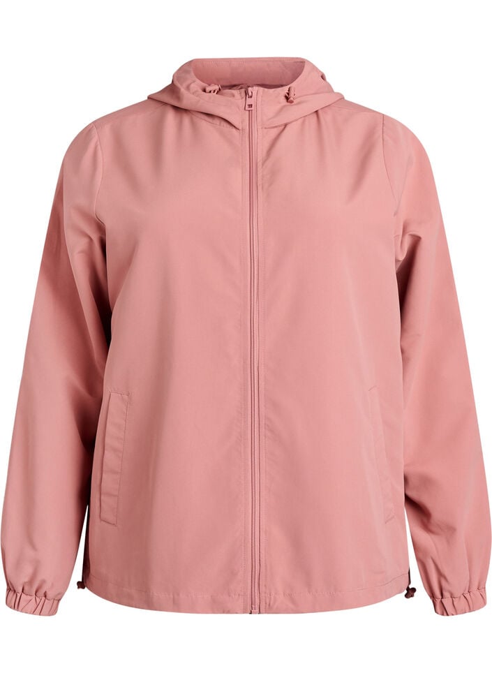 Lett jakke med hette og glidel&aring;s, Rosa, Packshot image number 0