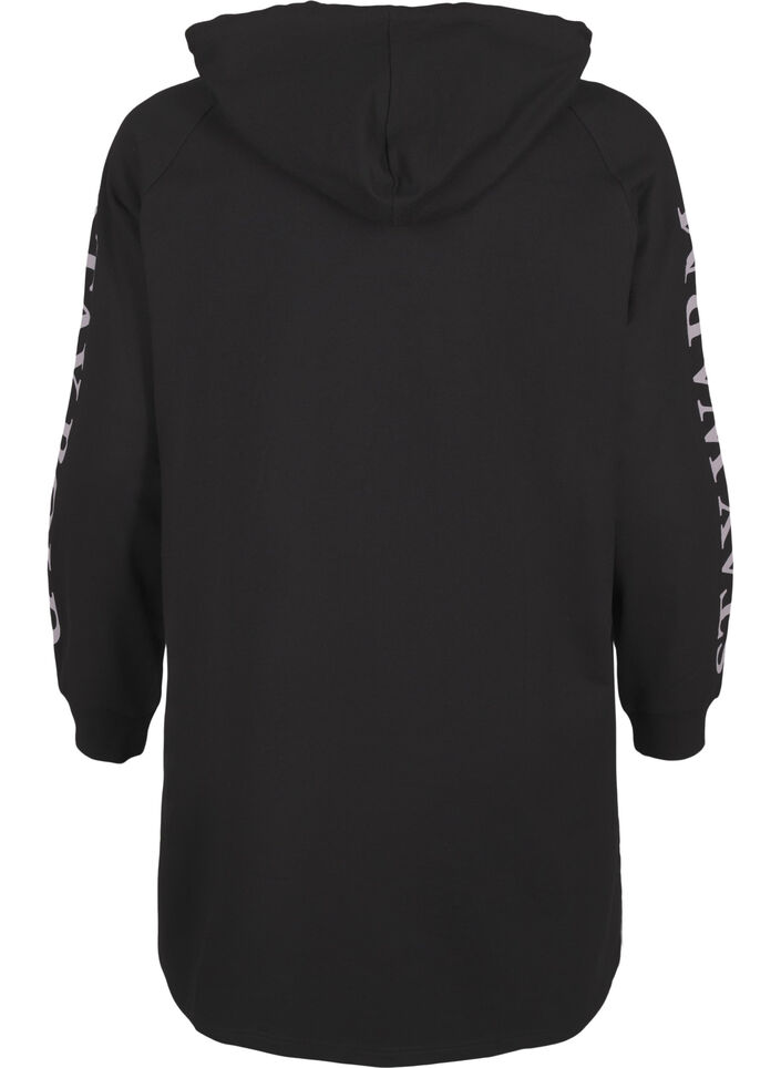 Oversize sweatshirt med print p&aring; ermene, Black w. Silver, Packshot image number 1