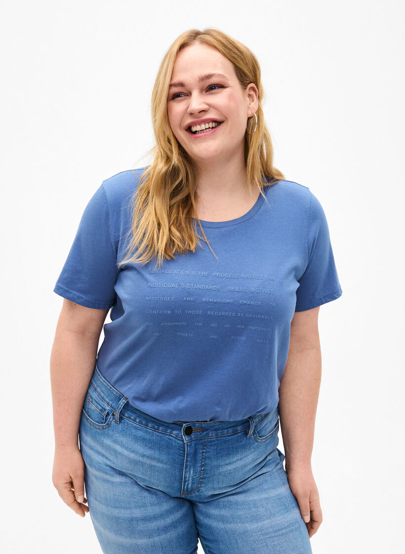 T-skjorte med tekstmotiv, Moonlight B. W.Navy, Model image number 0