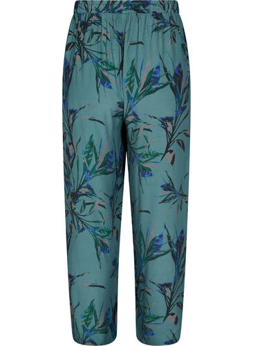 Løse bukser i viskose med mønster, Sea Pine Leaf, Packshot image number 1