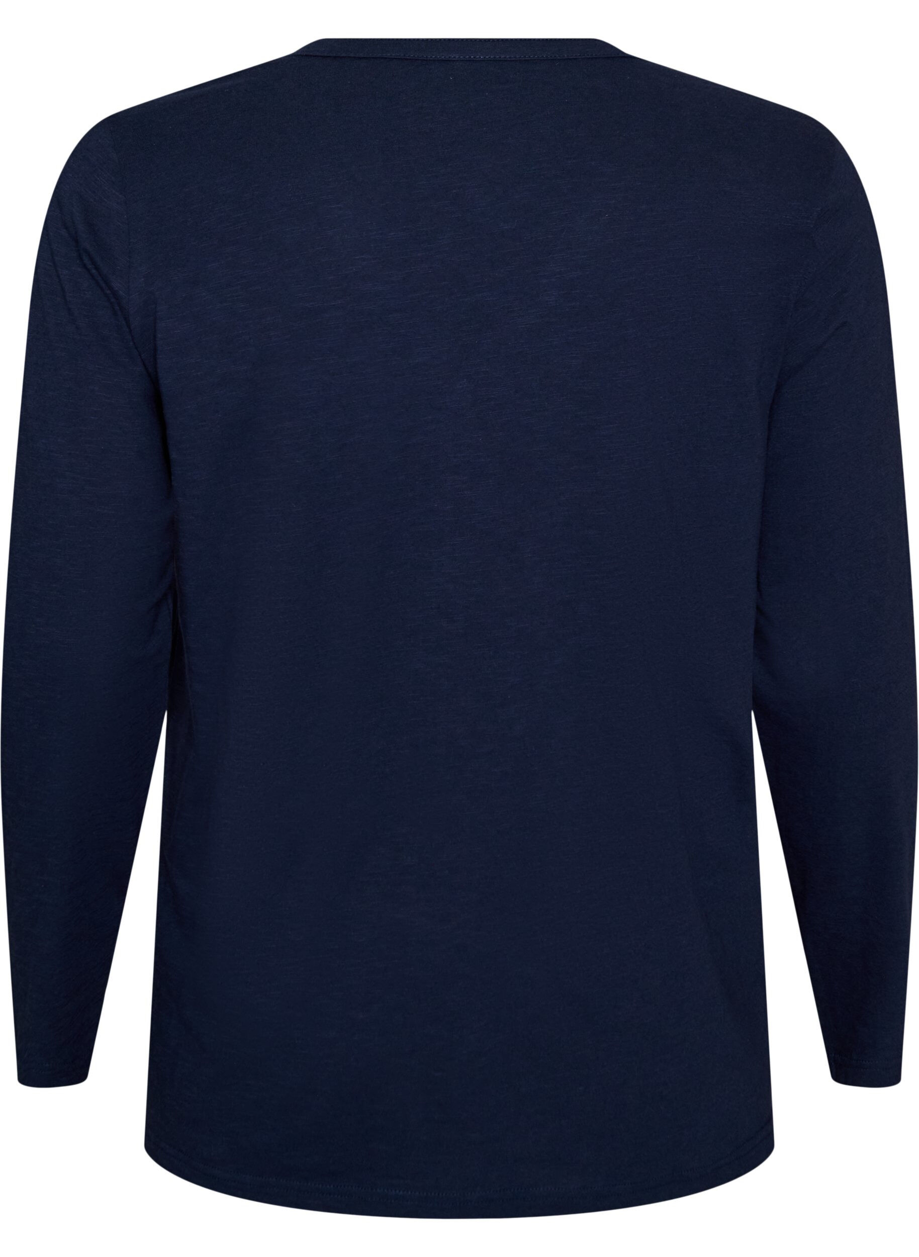 ZizziLangermet t-skjorte med V-hals og knapper, Bl&aring;, Packshot image number 1
